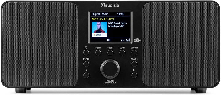 Audizio Genua DAB Radio mit Bluetooth – Stereo DAB Plus Radio mit Fernbedienung, 60 Speicherplätze,