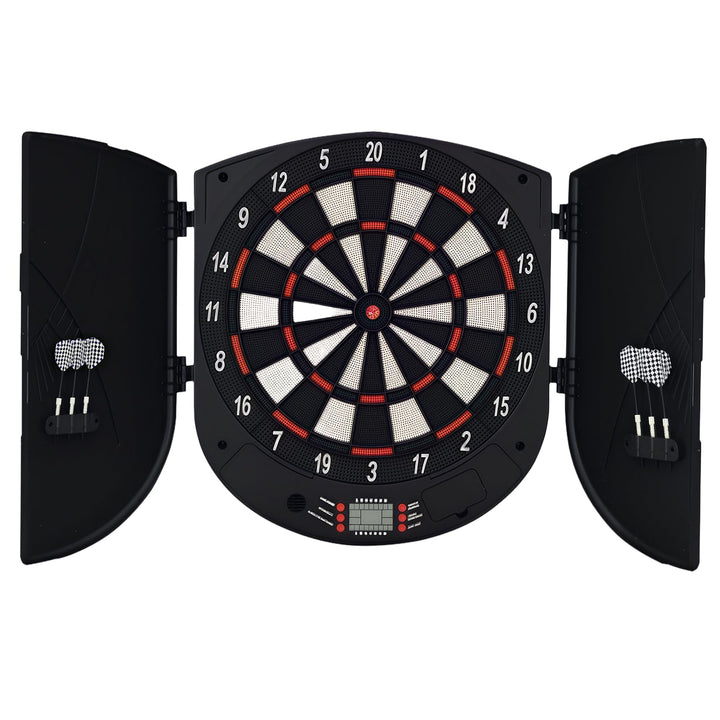 HOMCOM Elektronische Dartscheibe mit Tür Soundeffekte Dartboard Dart-Set mit automatische Wertung 6