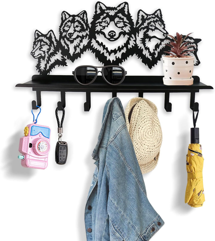 Viiluuxr Garderobenhaken Schwarz Wandgarderobe SchlüSselbrett Mit Ablage Garderobe Kinder Kleiderhak