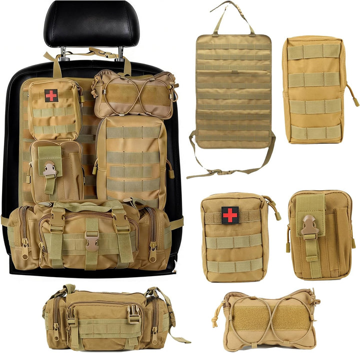 Mocoli Taktisch Autositz Organizer, Rückenlehnenschutz mit 5 Abnehmbare Tasche, Taktisch Autositz Rü