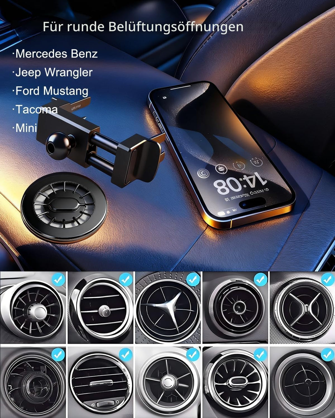 Handyhalterung Auto kompatibel mit Mercedes Benz C-Klasse, E-Klasse, S-Klasse, B-Klasse, A-Klasse, G