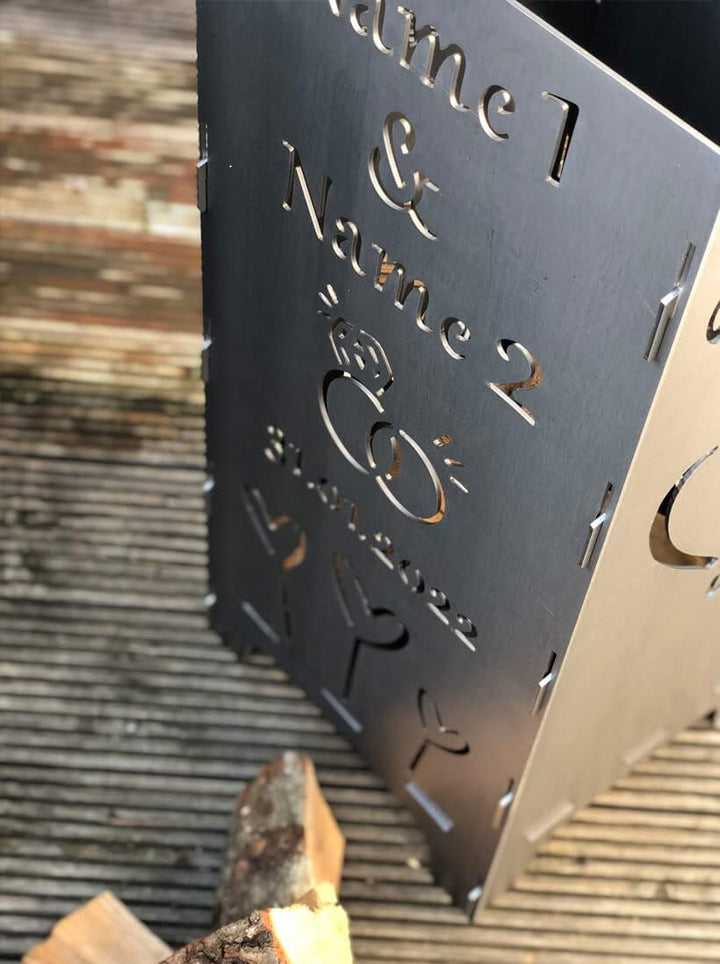 EXTRAVAGANT® Feuertonne Hochzeit Hochzeitsgeschenk PERSONALISIERT Namen Brautpaar Geschenk individue