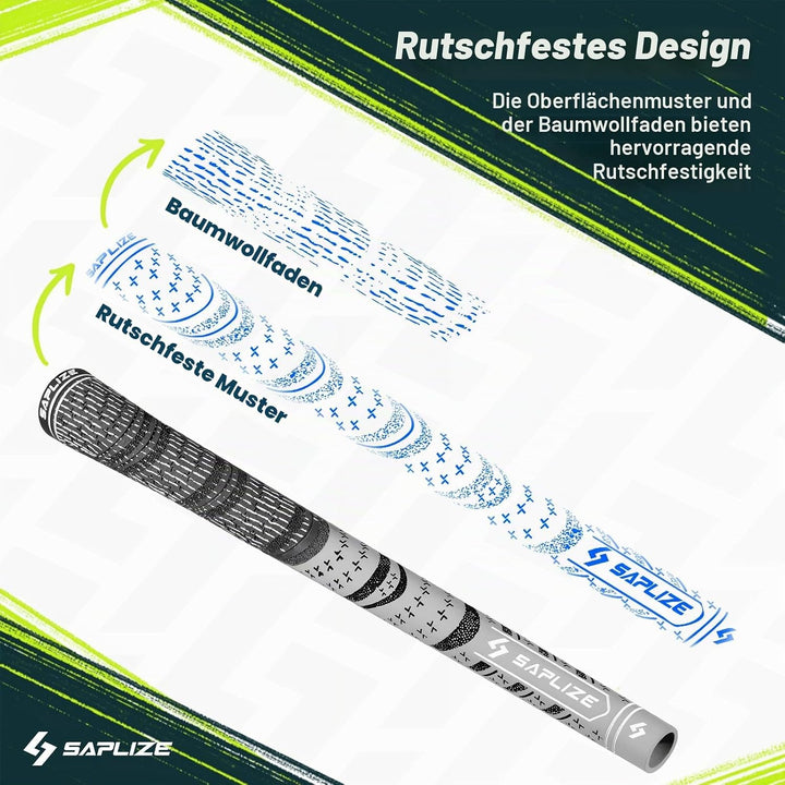 SAPLIZE Golfgriffe Set 13-teilig mit komplettem Regripping-Kit, Hybrid Golf Club Griffe aus Cord-Gum