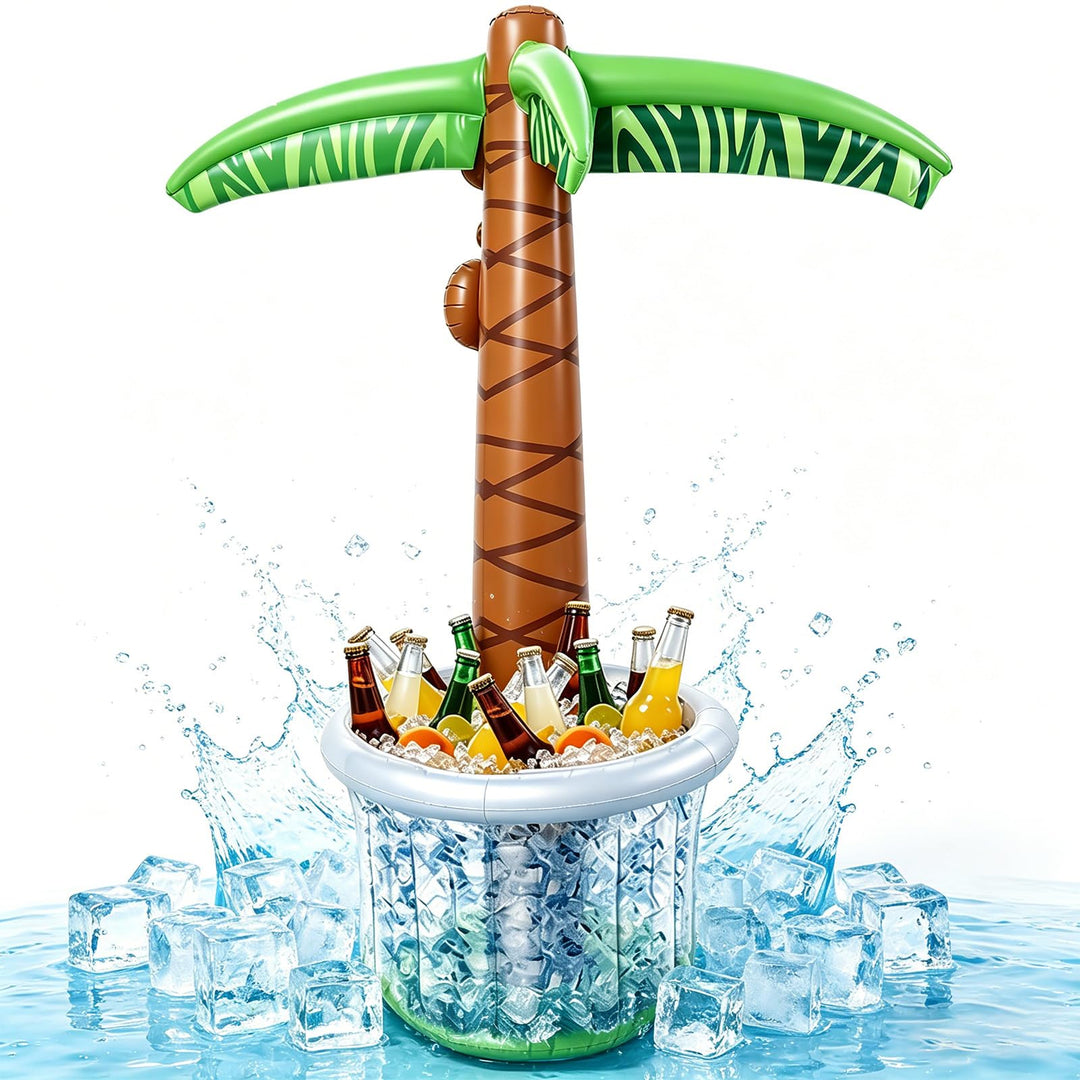 150cm Aufblasbare Palme mit Getränkekühler – Strand & Themeparty Deko – Inkl. Aufblasbarer Getränkeh