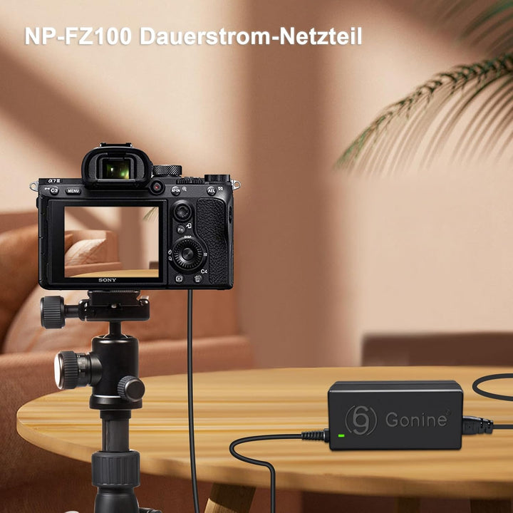Gonine NP-FZ100 AC Netzteil Adapter P-FZ100 Dummy Akku DC Koppler Kit für Sony Alpha A7III A7IV A7SI