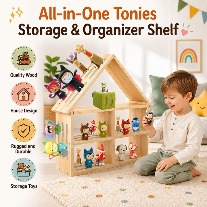 Premium Tonie Regal Kinderzimmer Hausform für bis zu 60-90 Tonie| 2 Stock Grosse Tonies Aufbewahrung