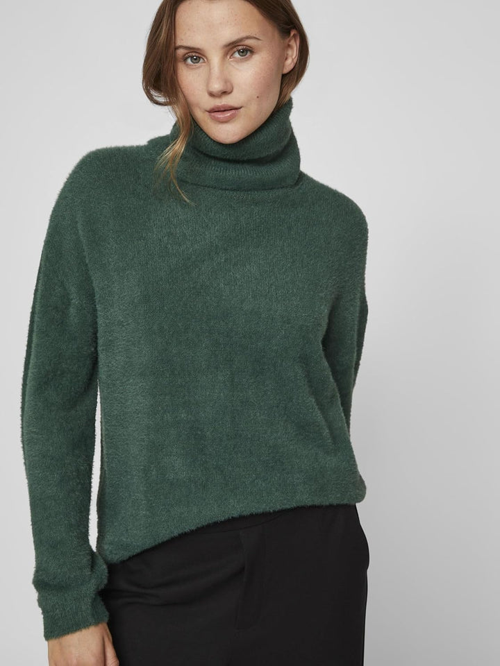 Vila Damen Vilajuli Rollneck L/S Knit-Noos Pullover, Pineneedle