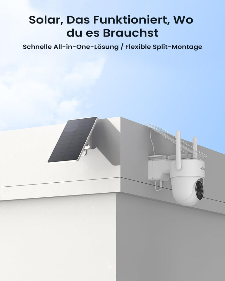 ieGeek 2K Überwachungskamera Aussen Solar: 360° PTZ Kamera Überwachung Aussen, 2.4GHz Aussenkamera W