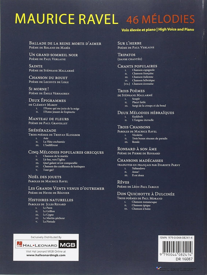 46 Mélodies (High Voice and Piano) (CHANT), Taschenbuch