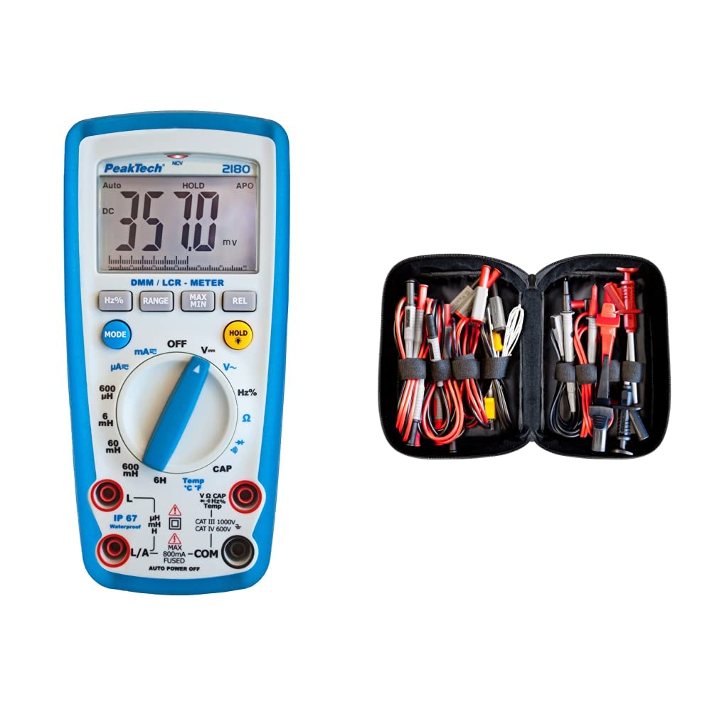 PeakTech 2180 – Digitales Multimeter mit LCR-Meter - CAT III 1000 V & Peak Tech P 8200 – Messzubehör