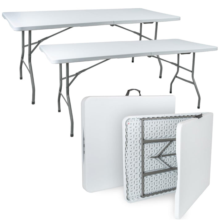 VOSS.garden 2X Klapptisch 180x74x74cm, Campingtisch, Gartentisch, Kunststoff & Stahlgestell