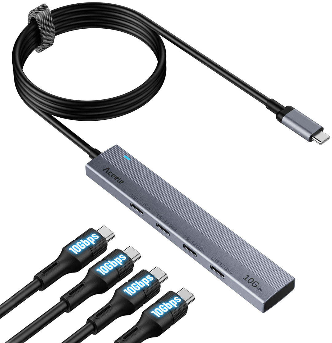 Aceele USB C Hub 3.2 Gen 2 Splitter mit 4 USB-C-Anschlüssen, USB 3.2 Datenhub mit 60 cm Kabel, geeig