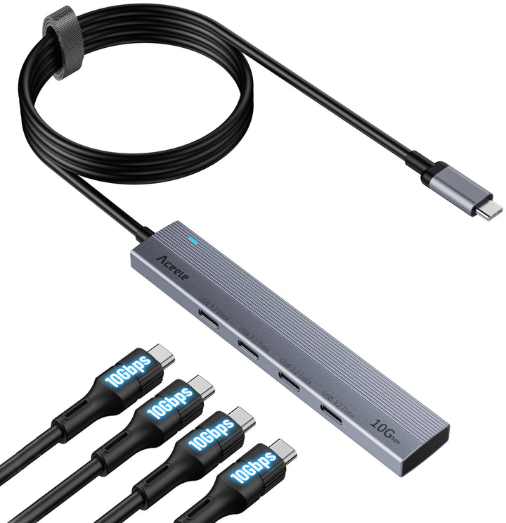 Aceele USB C Hub 3.2 Gen 2 Splitter mit 4 USB-C-Anschlüssen, USB 3.2 Datenhub mit 60 cm Kabel, geeig