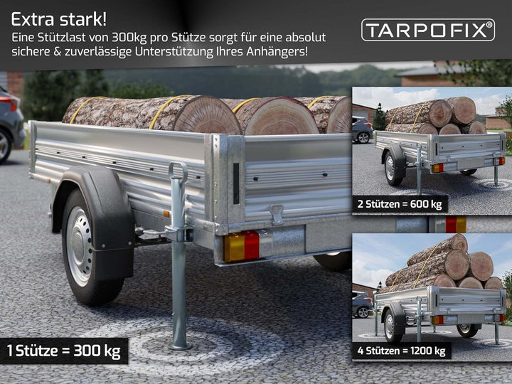 Anhänger Stützen 600mm (300kg Stützlast) | Abstellstütze Anhänger aus verzinktem Stahl | Strapazierf