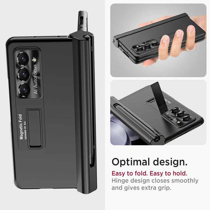 Miimall Kompatibel mit Samsung Galaxy Z Fold 5 Hülle mit S Pen+Displayschutz+Kameraschutz, [Scharnie