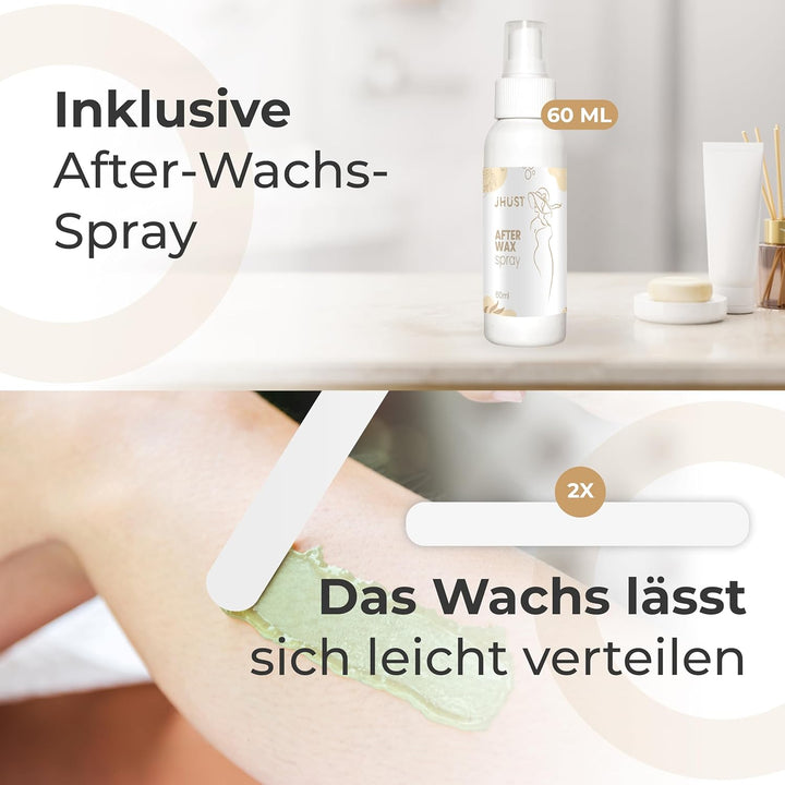 Wachswärmer-Set Grau mit 600 g Wachsperlen und umfangreichem Zubehör, inklusive After-Wax-Spray, Wac