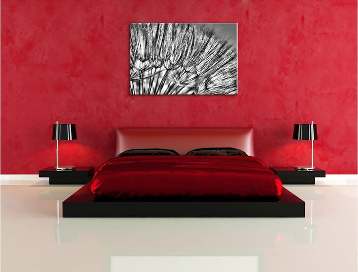 Monocrome, Pusteblumen, Format: 100x70 auf Leinwand, XXL riesige Bilder fertig gerahmt mit Keilrahme