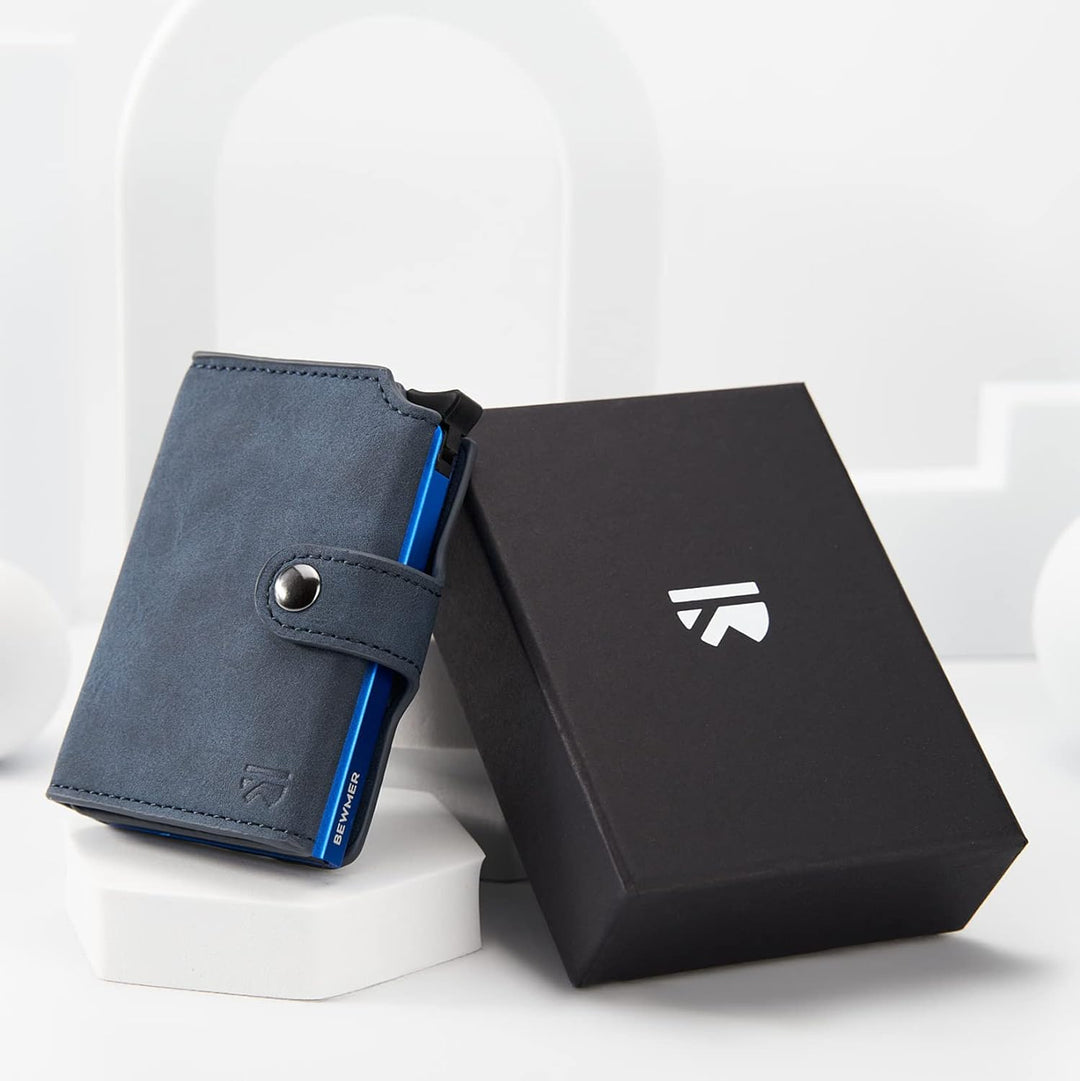 BEWMER 2 Shielded | Herren und Damen Slim Wallet mit RFID-Schutz Anti-Cloning | Kartenetui mit Münzf