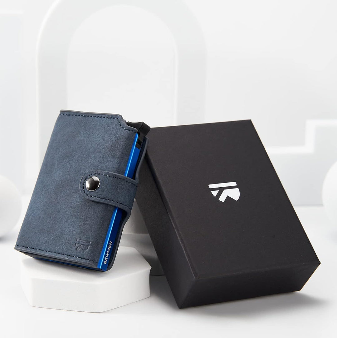 BEWMER 2 Shielded | Herren und Damen Slim Wallet mit RFID-Schutz Anti-Cloning | Kartenetui mit Münzf