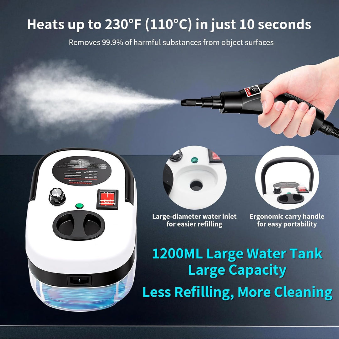 Dampfreiniger für Alles, 1500W Hochdruck Dampfstrahler, Multifunktions Set für Auto, Bad, Küche, Fen