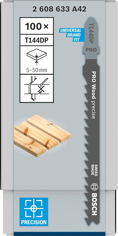 Bosch Zubehör 2608633A42 Stichsägeblatt T 144 DP (100 Stück) 100 Stück Weiches Holz - Gerader Schnit