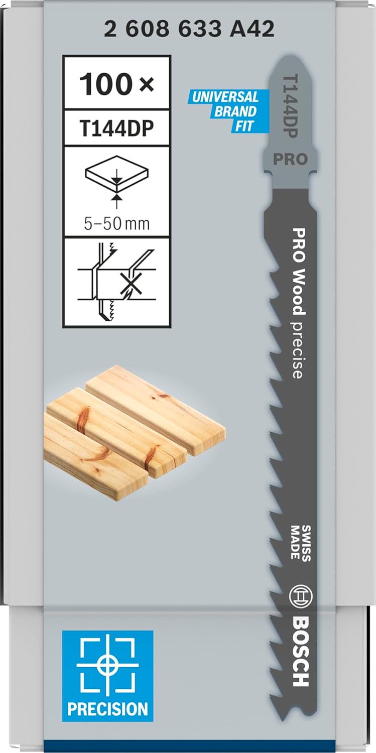 Bosch Zubehör 2608633A42 Stichsägeblatt T 144 DP (100 Stück) 100 Stück Weiches Holz - Gerader Schnit