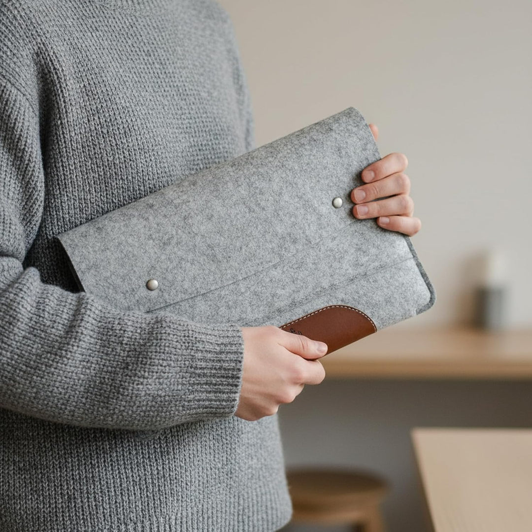 Pack & Smooch Für iPad Pro 12.9" + Magic Keyboard Hülle Sleeve Case 100% Wollfilz Pflanzlich Gegerbt