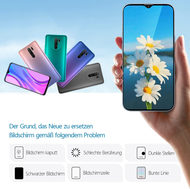 RongZy Kompatibel mit Xiaomi Redmi 9 M2004J19G M2004J19C Ersatz Bildschirm LCD Display und Touchscre
