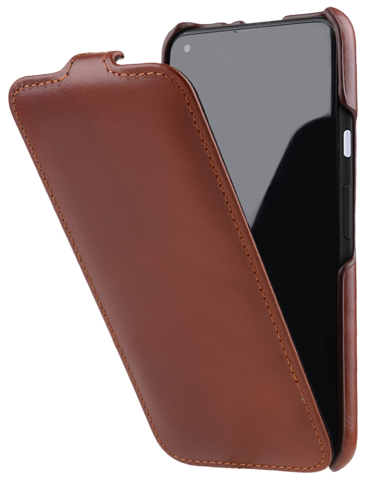 STILGUT UltraSlim kompatibel mit Google Pixel 4a 4G Hülle - Pixel 4a Flip Case aus Leder, Klapphülle