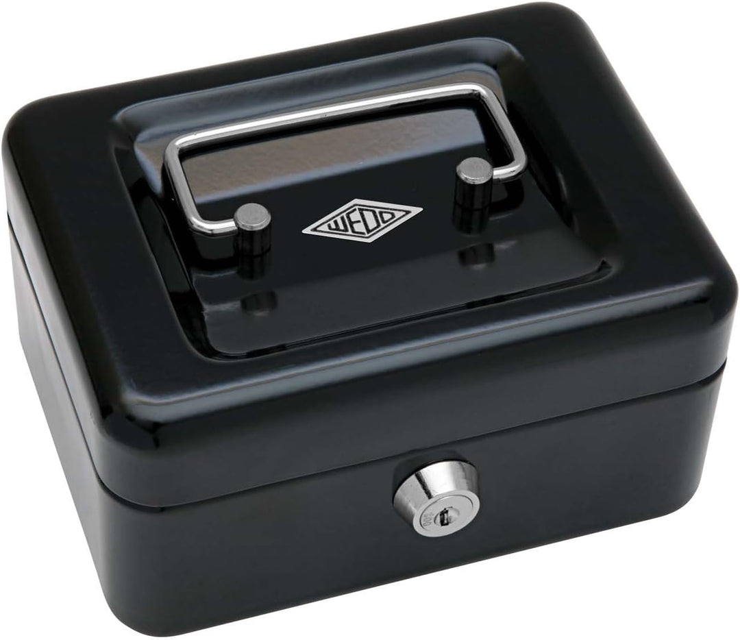 Wedo 145121H Geldkassette (aus pulverbeschichtetem Stahl, versenkbarer Griff, Geldnoten- und Belegek