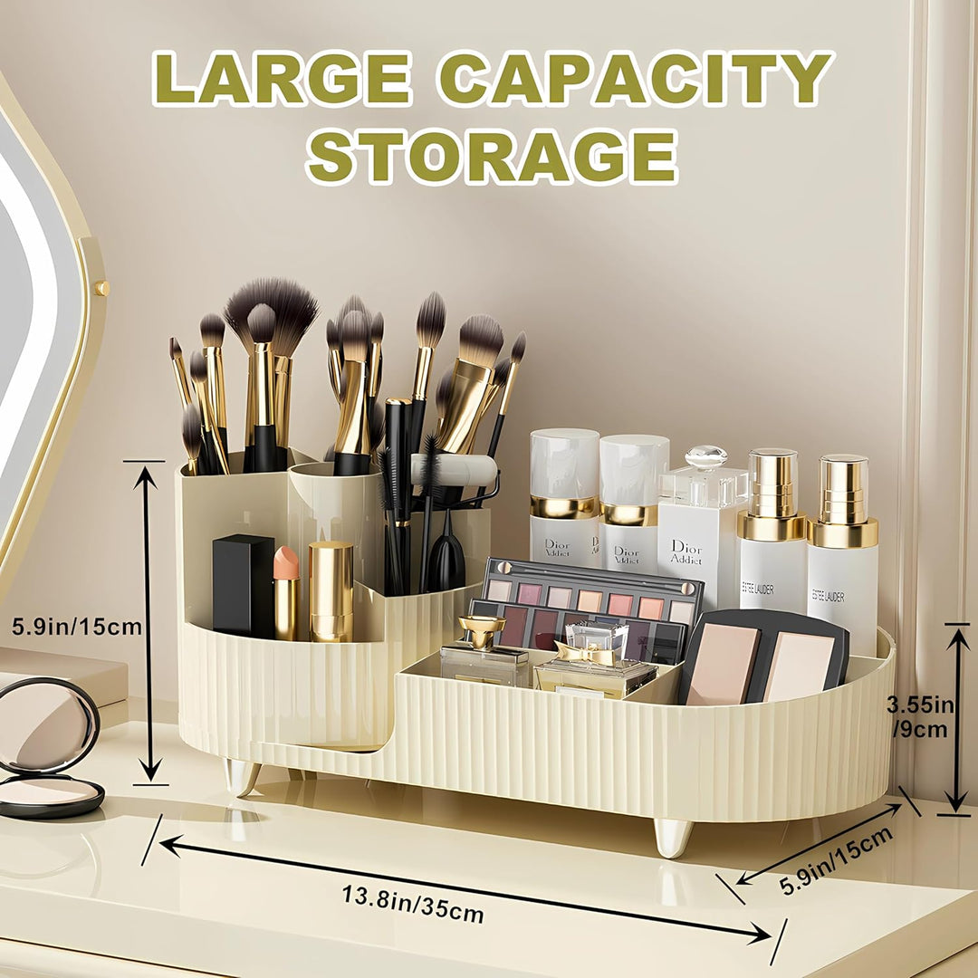 Make up Organizer 360° Drehbar, Grosser Bad Kosmetik Organizer mit Aufbewahrungsbox für Schminktisch