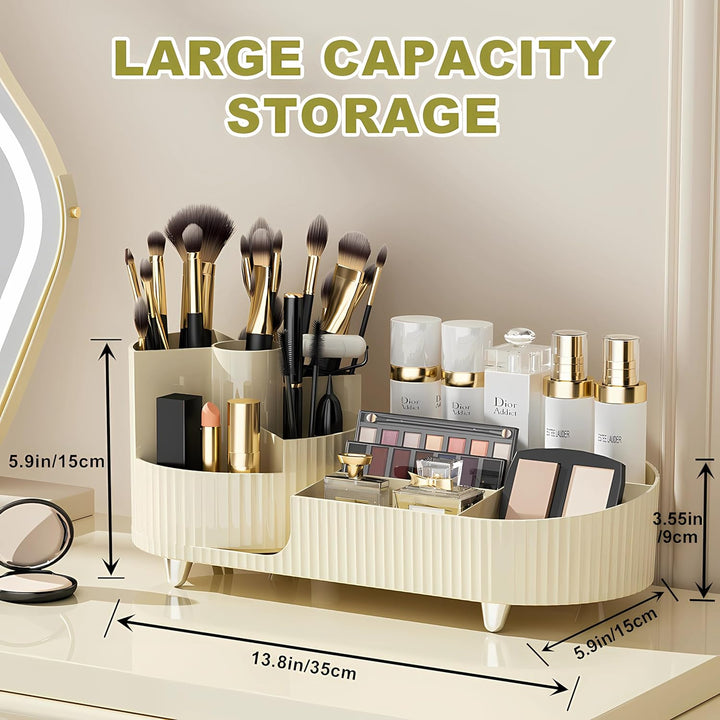 Make up Organizer 360° Drehbar, Grosser Bad Kosmetik Organizer mit Aufbewahrungsbox für Schminktisch