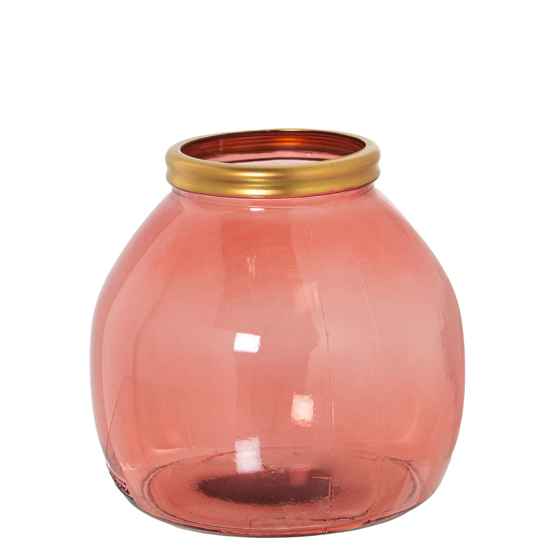 Recycelte Videogrube in Rosa mit Goldener Kante, 21 x 20 cm, Mund 10 cm