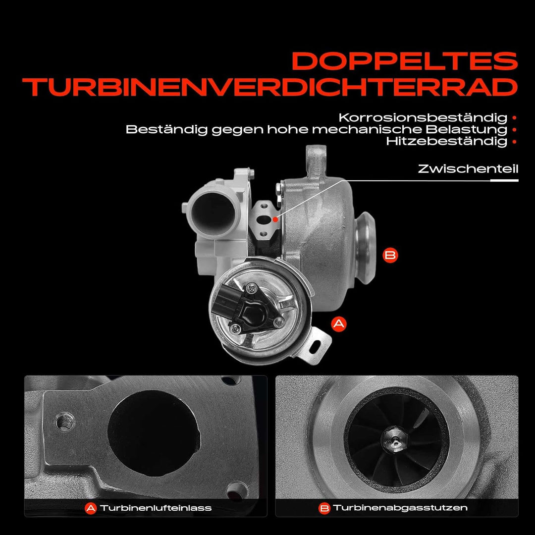 Frankberg Turbolader Abgasturbolader mit Dichtungen Diesel Kompatibel mit K.u.g.a I 2.0L 2008-2012 K