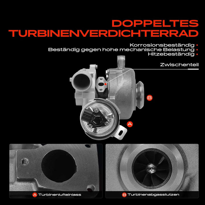 Frankberg Turbolader Abgasturbolader mit Dichtungen Diesel Kompatibel mit K.u.g.a I 2.0L 2008-2012 K