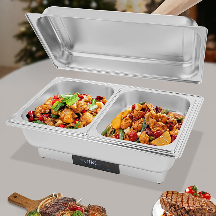 Elektrisches Buffetwärmer Speisenwärmer Chafing Dish Buffet Server Edelstahl Speisenwärmer mit Tempe
