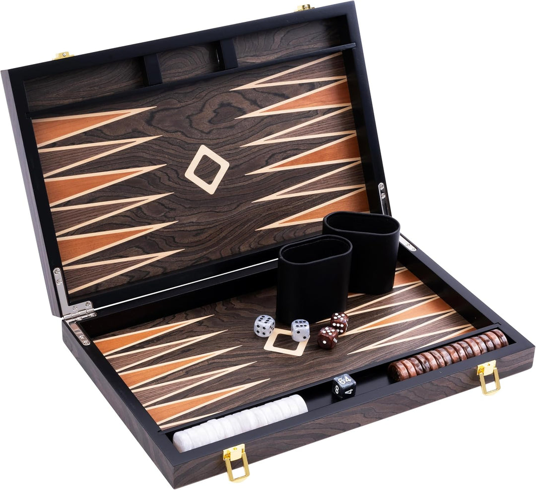 Engelhart- 250544 - Luxus-Backgammon 15 Zoll – Ebenholzfurnier lackiert – braun 15 Zoll Ebenholz Bra