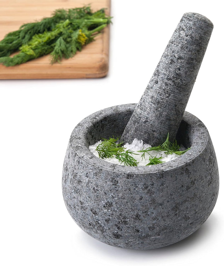 LACOR 60517 Mörser Und Stampfe Der Granit, Stein, grau, 12 x 12 x 8 cm, 12 x 12 x 8 cm