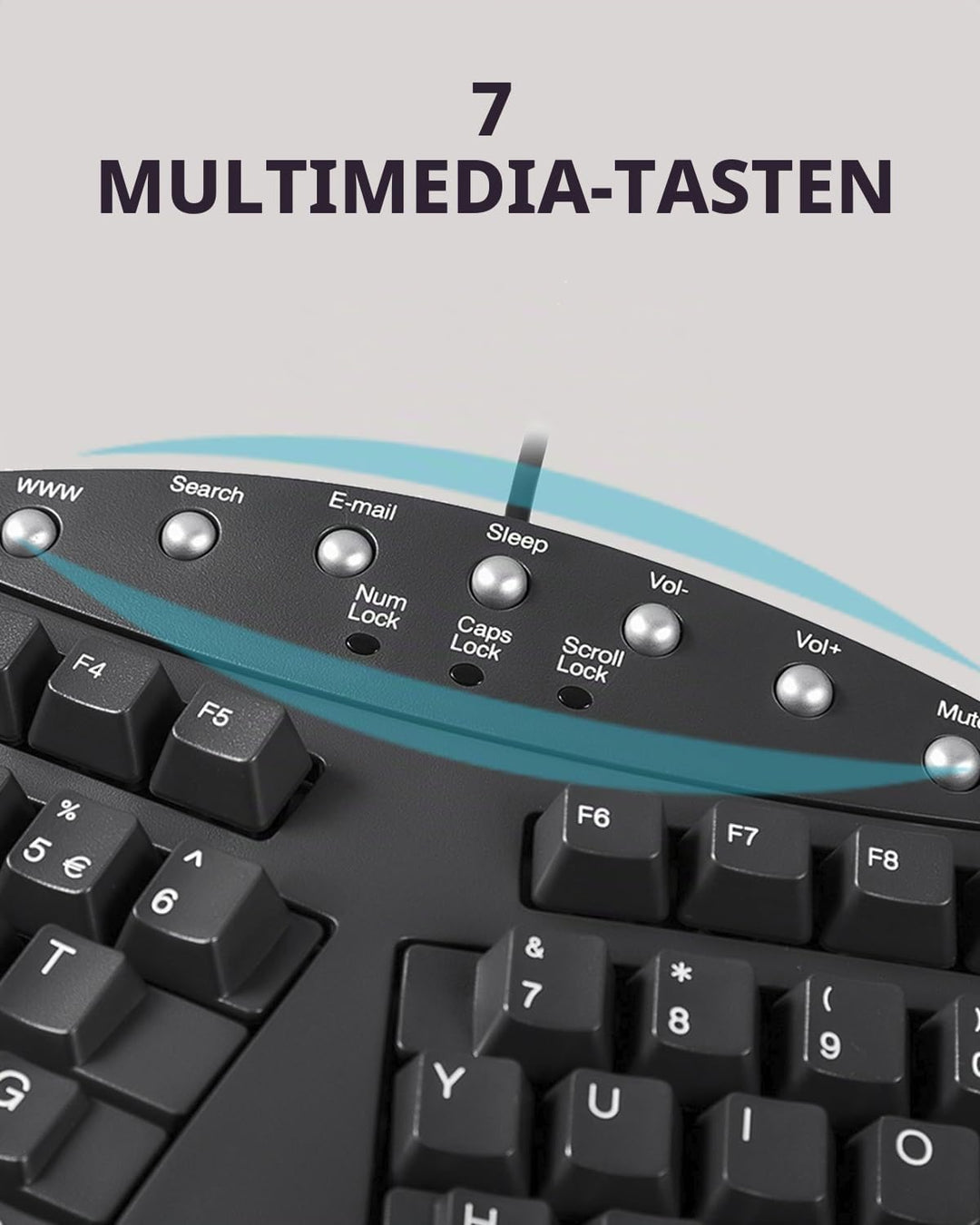 Perixx PERIBOARD 512 Ergonomische Tastatur USB QWERTY US English Layout, Schwarz Kabelgebunden, Kabe