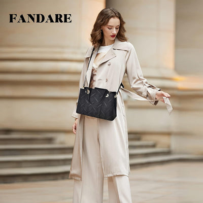 FANDARE Elegante Umhängetaschen Damen Schultertasche Dimensional Carving-Muster PU Leder Wasserdicht