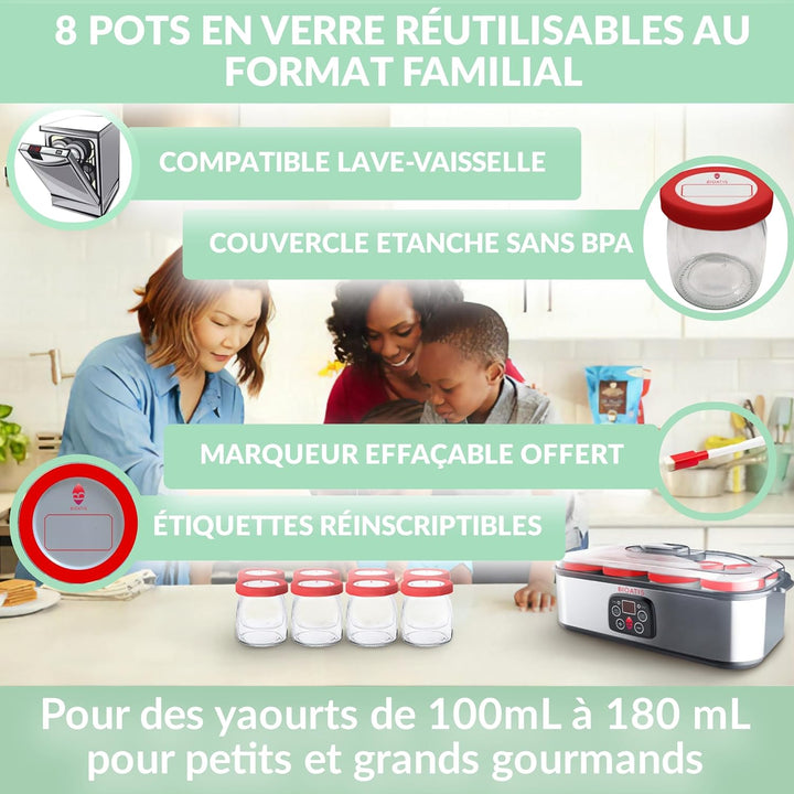 Verbesserter Joghurtbereiter, kompakt, 80 Rezepte Express für Joghurt, Bio-Marke und Bedienungsanlei