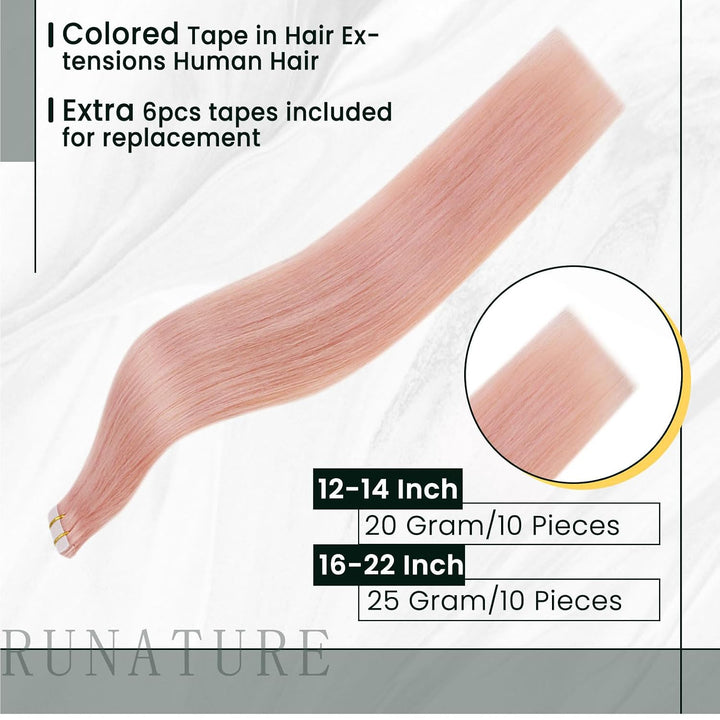 RUNATURE Tape Extensions Echthaar Posa 45cm Echte Haare 10 Stück Glatt Haarverlängerung 25g Unsichtb