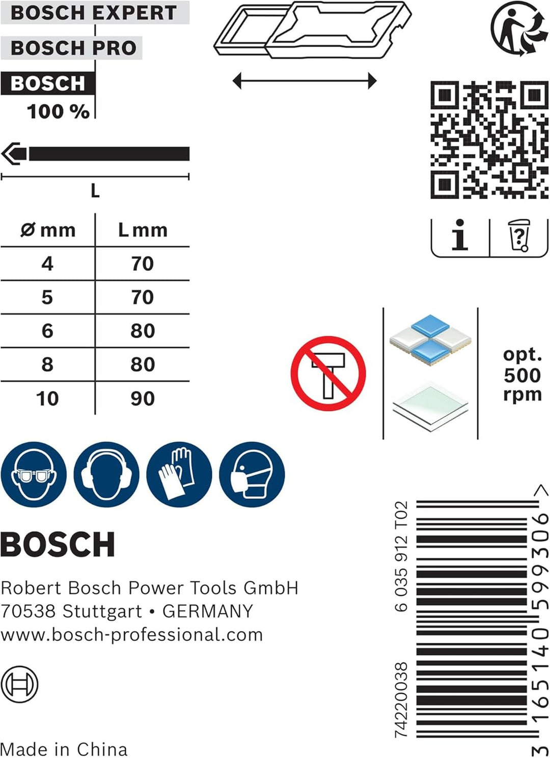 Bosch Accessories Professional 5tlg. CYL-9 Ceramic Fliesenbohrer-Set (für Stein, Fliesen, Ø 4–10 mm,
