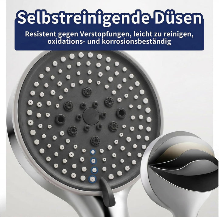 Hochdruck Duschkopf mit Schlauch 2m, wassersparender Handbrause mit 5 Strahlarten (Relaxation Versio