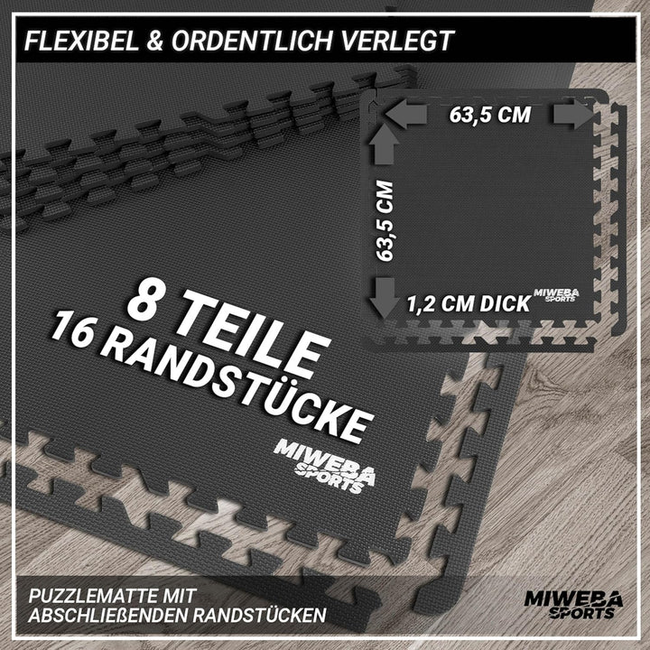 Miweba Sports Bodenschutzmatte BS-100 - Sportmatte - Set 8-teilig - 62x62cm - Schutzmatte - Gymnasti