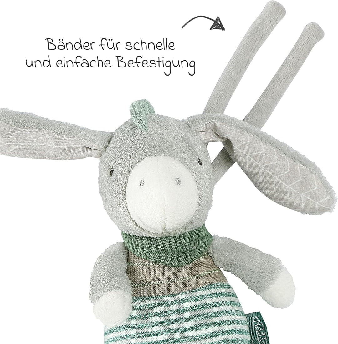 Fehn Spieluhr Baby Einschlafhilfe Esel zum Aufhängen - Kuscheltier mit Melodie Weisst du wieviel Ste