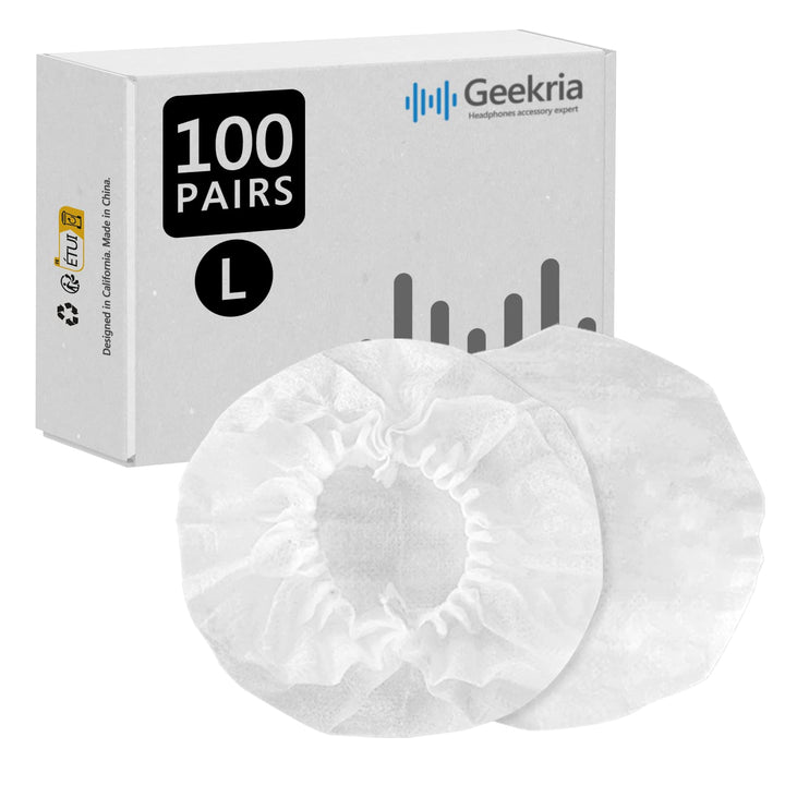 Geekria 100 Paar grosse Vlies-Einweg-Kopfhörerhüllen/Kopfhörerhüllen/Ohrpolster-Schutz/Dehnbare Sani