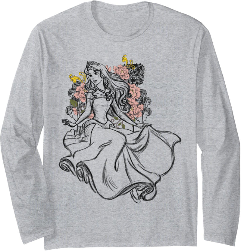 Disney Sleeping Beauty Aurora Sketch Outline Langarmshirt