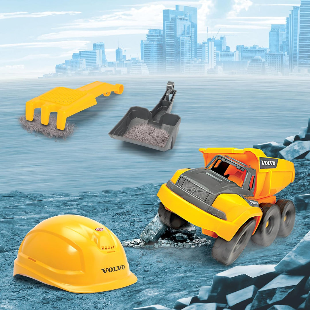Dickie Toys - Volvo Baustellen-Set Tough Hauler (4-TLG.) - grosser Spielzeug-Muldenkipper (26 cm) mi