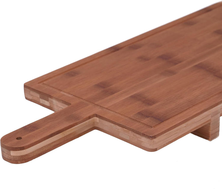 Spetebo XXL Käsebrett auf Füssen mit Griff - 100 x 26 cm - Holz Servierbrett mit Standfuss - Servier